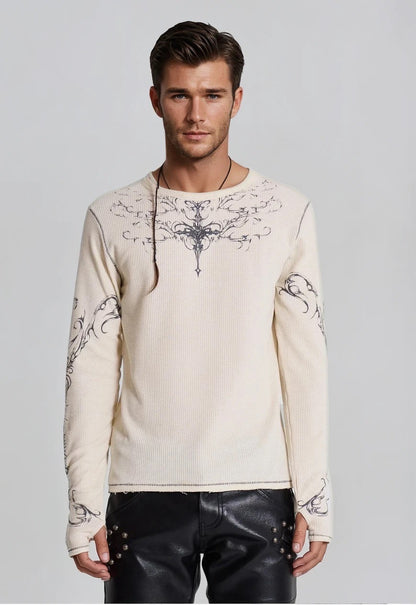 Letter Henley T-shirt - Off White