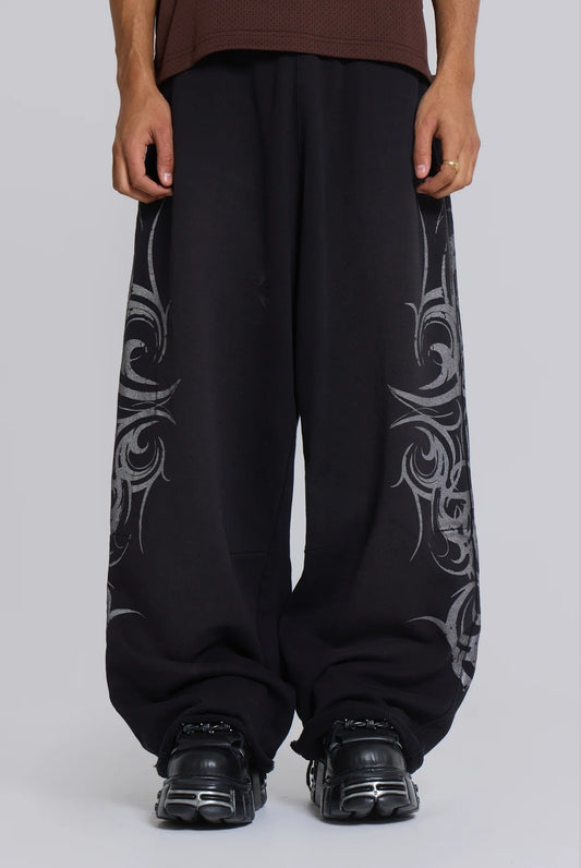 Baggy Tattoo Sweat Pants - Black